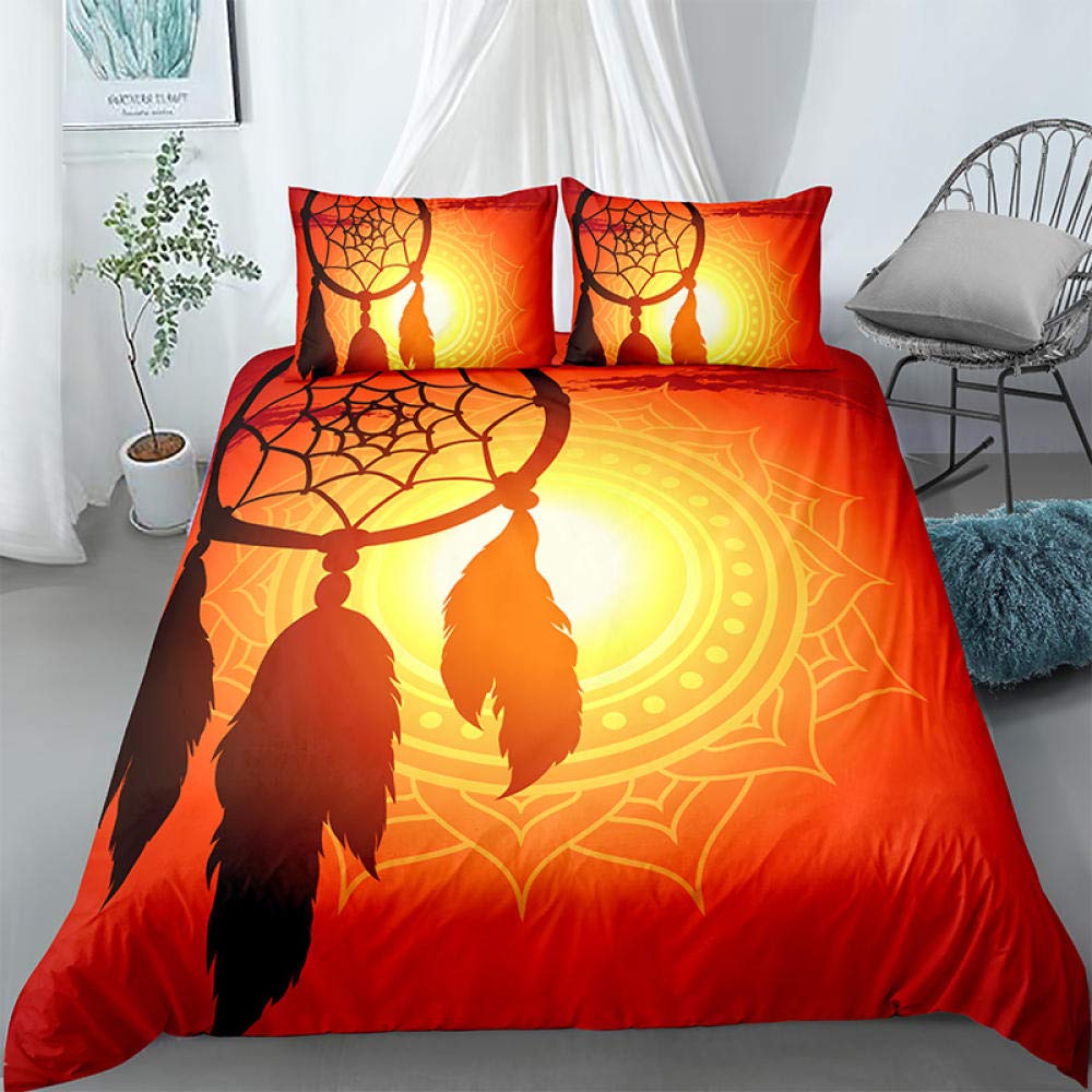 Komplet pościeli 200 x 220 Mandala, łapacz snów, poszewka na kołdrę z mikrofibry, 1 poszwa na kołdrę z zamkiem błyskawicznym + 2 poszewki na poduszkę 80 x 80 cm