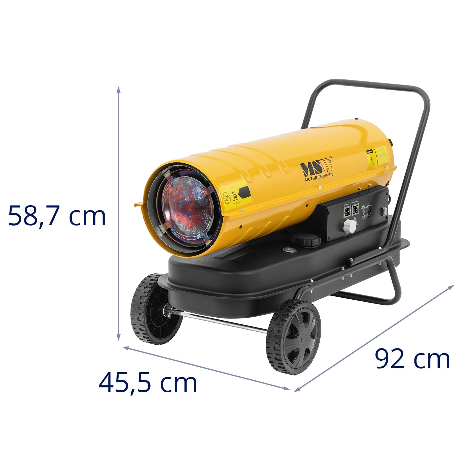 MSW Canon à air chaud diesel avec roues 30 kW 38 l ECO series - Canon à air chaud fioul Chauffage de chantier Canon à chaleur gaz