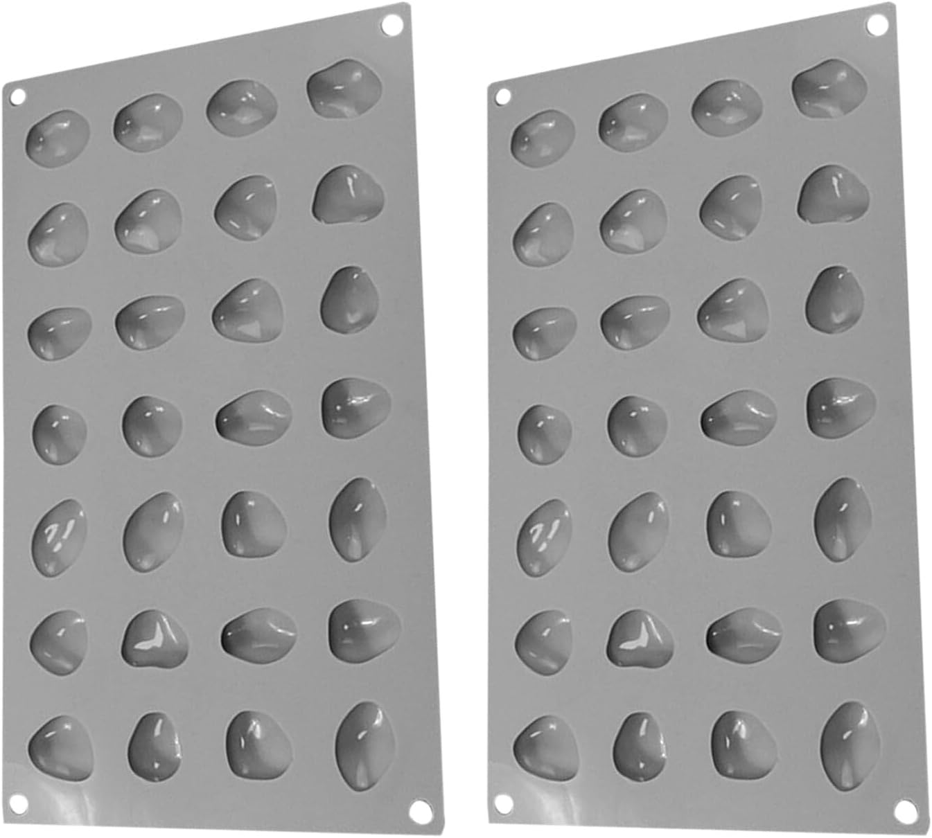 HEMOTON 2pcs Pebble Shape Silicone Chocolate Mold 28-cavity Non-stick Baking Moulds for Candy Truffle Making Pastry Fondant Decorating Tools
