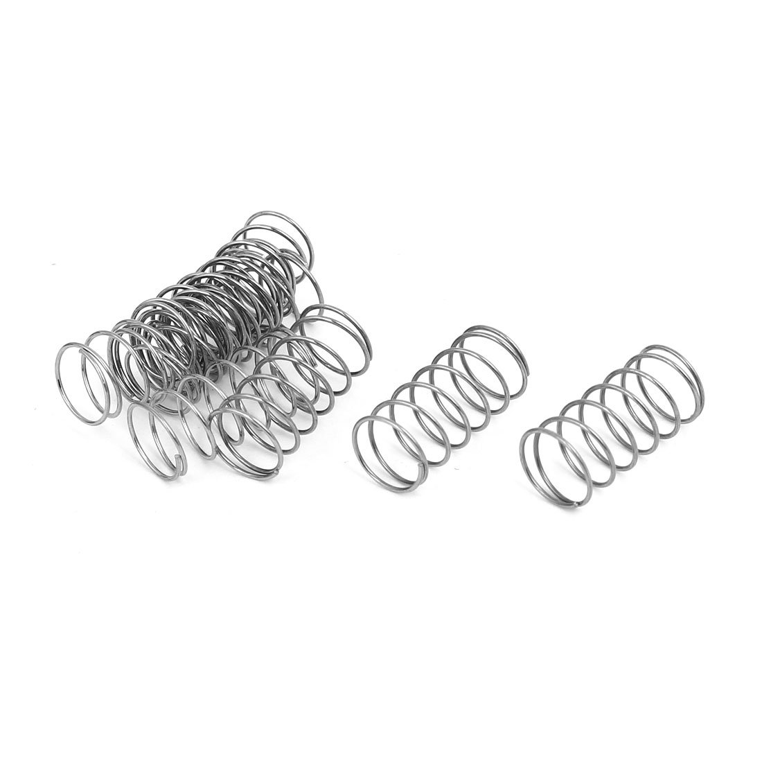uxcell Compression Spring,304 Stainless Steel,10mm OD,0.6mm Wire Size,20mm Free Length,Silver Tone,10Pcs