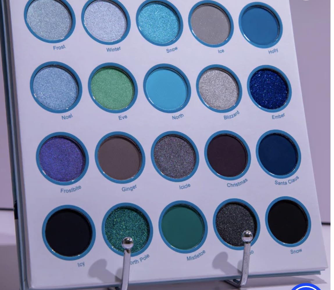 Winter Wonderland Eyeshadow Palette, 20 Colors, Shimmer and Matte Shades, Ice and Snow Theme