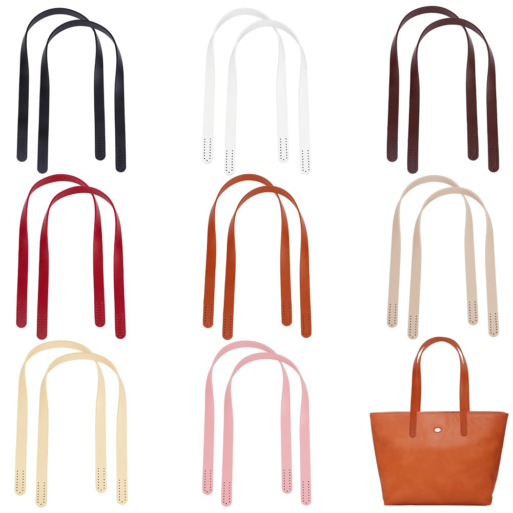 PH PandaHall 16 Pack 8 Colours PU Leather Purse Straps 25.6 inch Leather Bag Handles 18mm Wide Bag Handle Replacement for Crochet Bags Underarm Wallet Repair Birthday Party Decoration