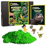 NATIONAL GEOGRAPHIC Morphing Matter Dinosaur Kit - 3 Cups of Morphing Matter, 6 Dinosaur Figures, Package Converts Into Play Setting, Astounding Kinetic Sensory Activity for Kids