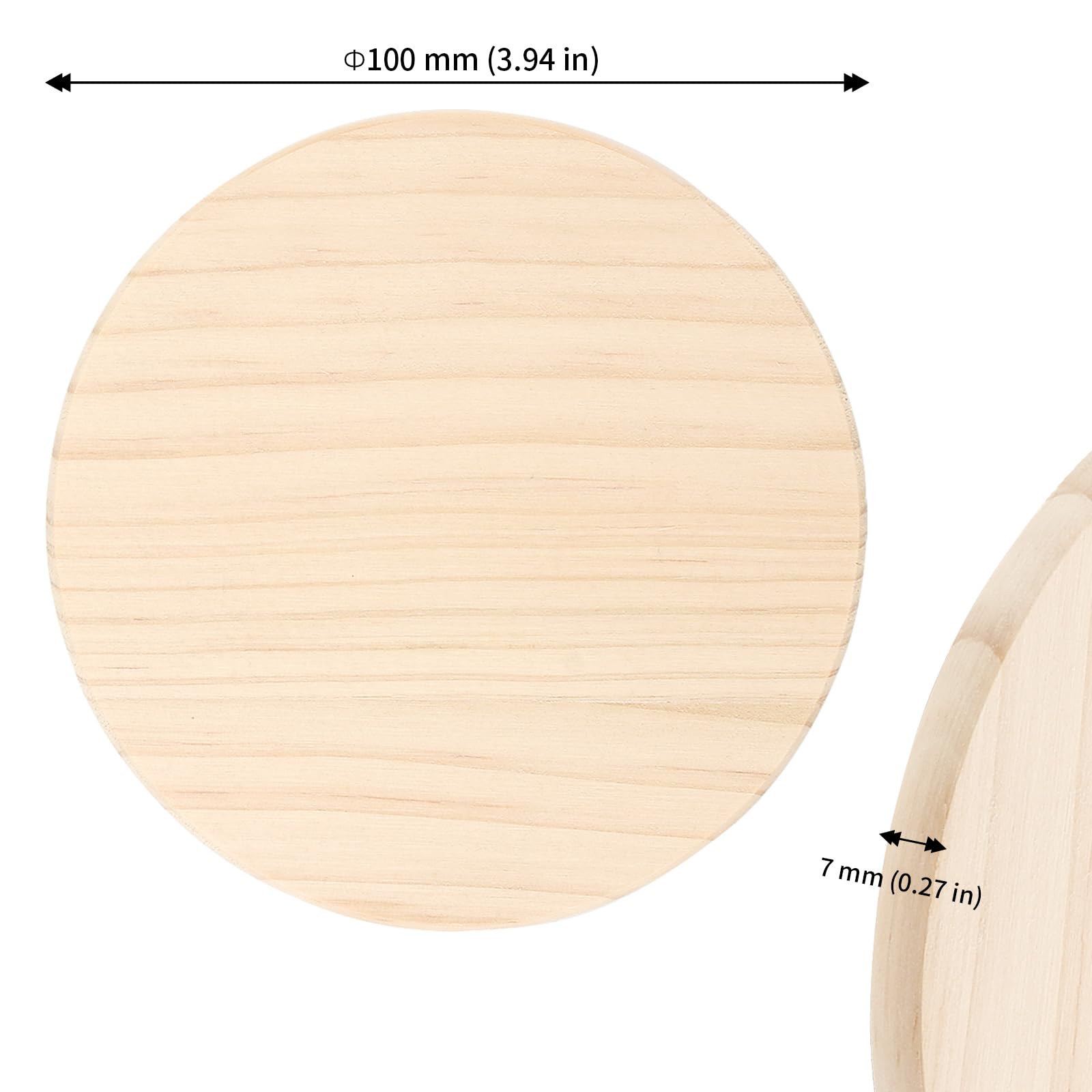 DELAESI 12 stuks ronde houten onderzetters met antislipmat, blanco natuurlijk hout, kandelaar, kaarsenbord voor dranken, vetplanten, kaarsen