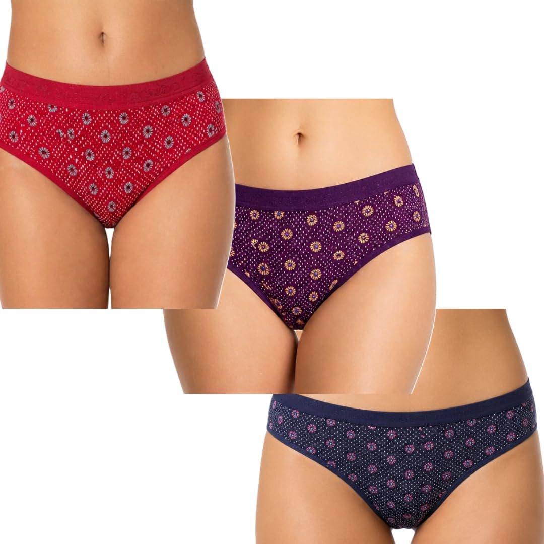 Women's Everyday Comfort Printed Panties, Multicolour, Bikini Style, Combo Pack of 3-picture-33