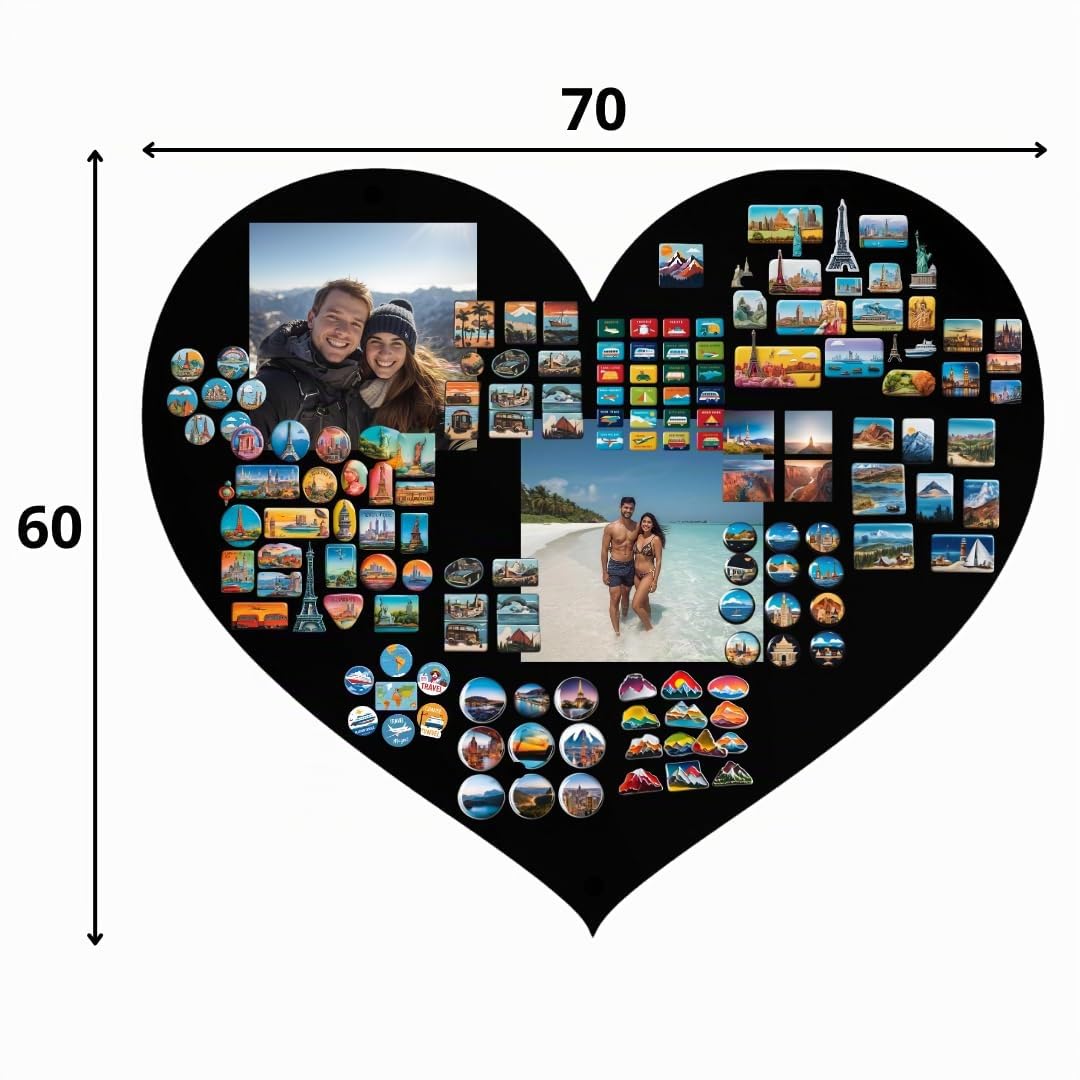 Magnettafel Klein & Groß Schwarz 60x70 cm | Magnetisches Stahlboard für Magnete, Fotos und Notizen, Beschreibbar, Montageset inklusive