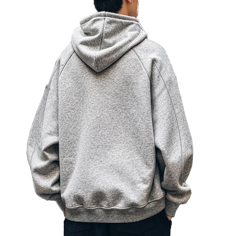 Mens Fall Winter Sweatshirt Long Sleeve Warmth Hoodie Fashion Casual Solid Color Hooded Top Loose Kangaroo Pocket3