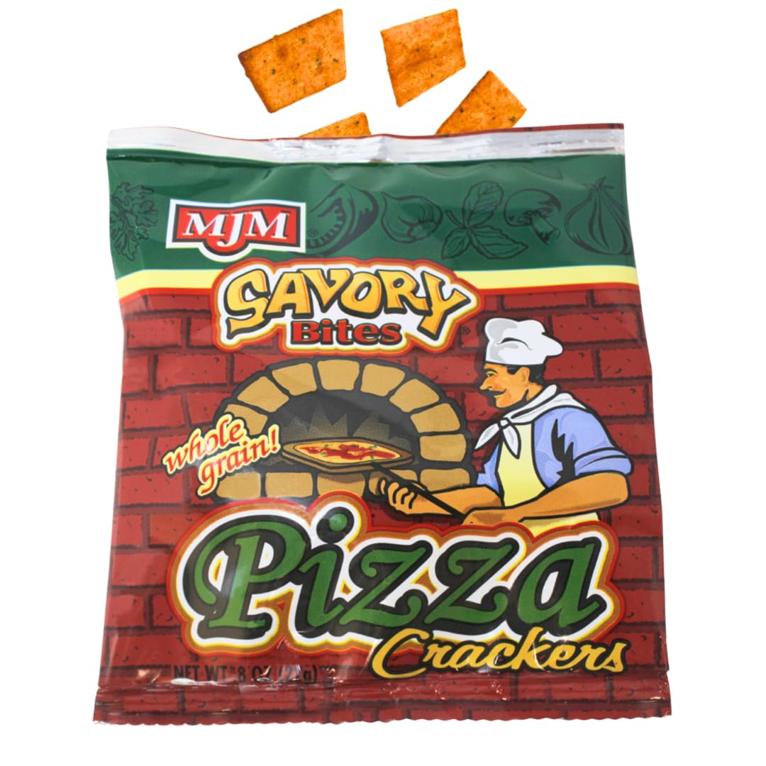 MJM Savory Bites Whole Grain Pizza Cracker - Case of 25 Packs | Wholesome and Flavorful Snack | Perfect for Any Occasion | Healthy and Satisfying
