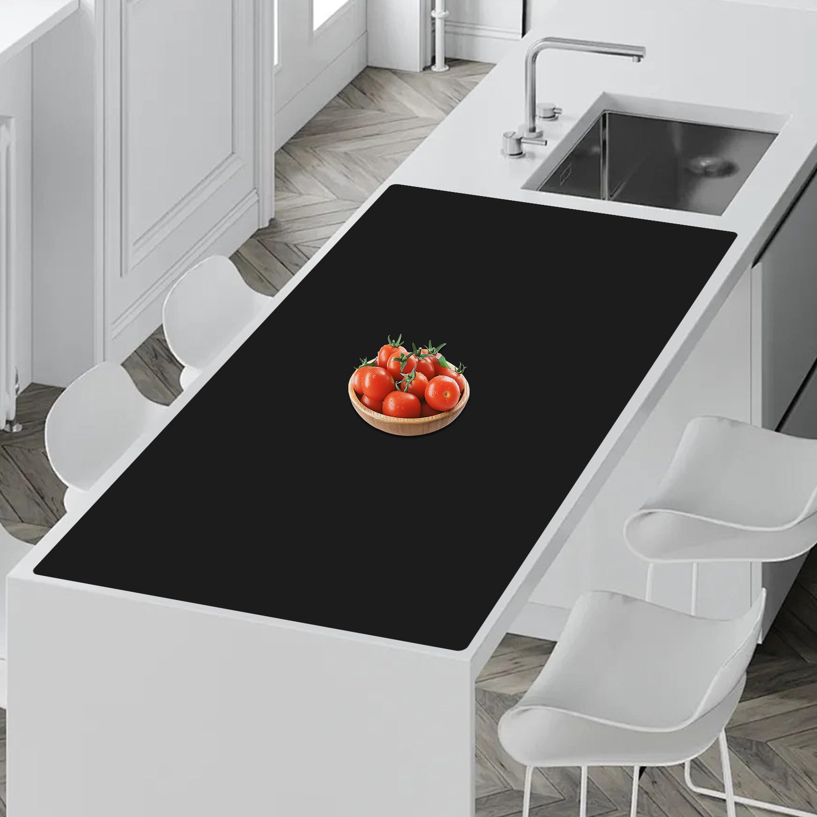 2MM Thick Silicone Countertop Mat, 23.6"x 23.6" Silicone Mats For Kitchen Counter, Nonslip Heat Resistant Mat, Large Kitchen Counter Mats, Waterproof Countertop Protector, Dark Gray