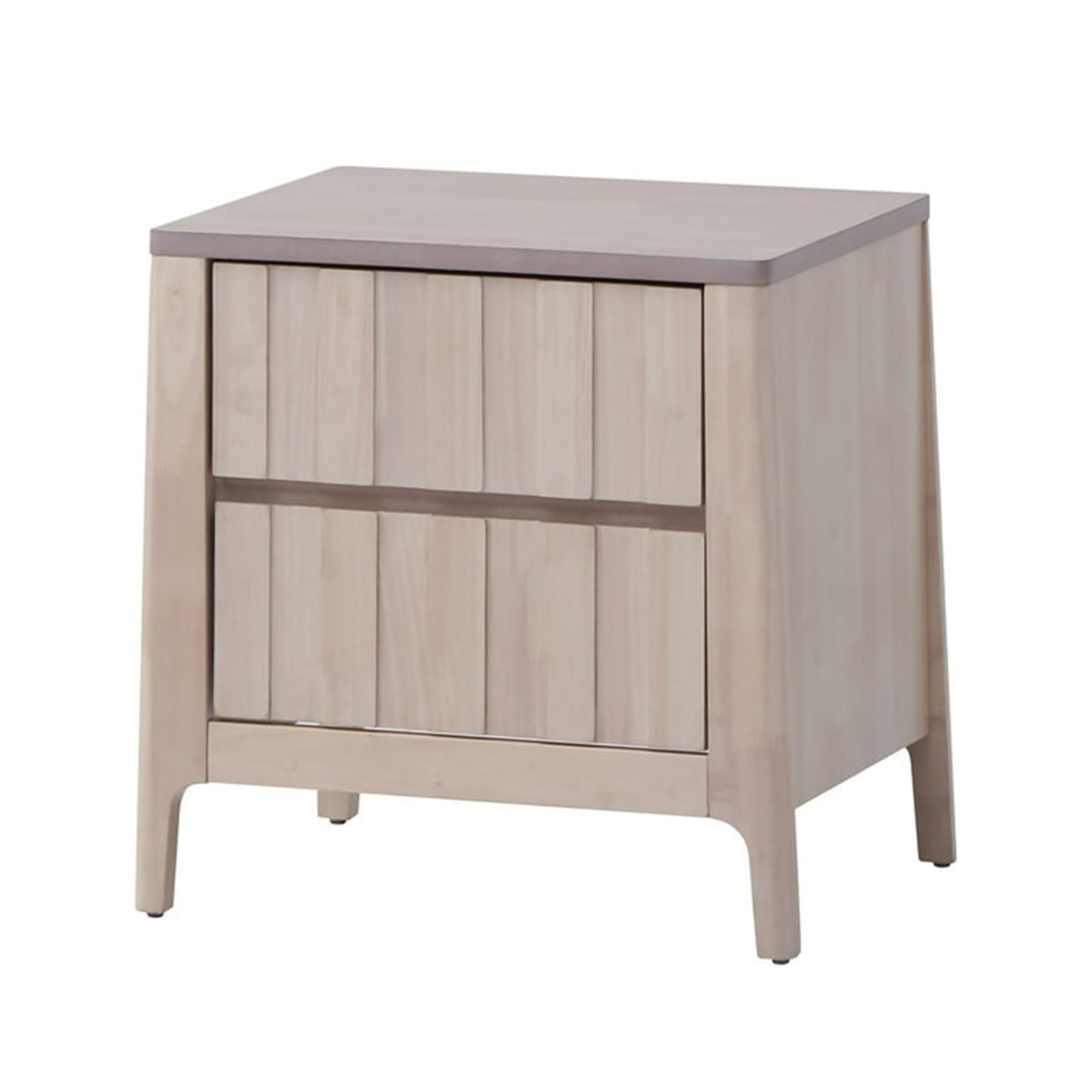 benzara vasu nightstand, 2 drawers, white wash solid rubberwood, 21 inch