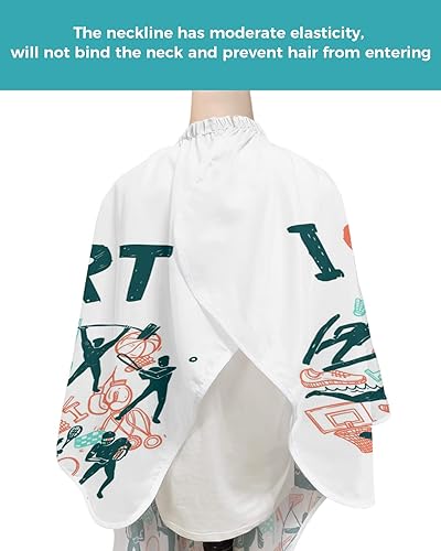 Miniatura 4 de Barber Cape Hair Cut Cape for Men Kids Non-Stick Hair Elastic Neck I Love Sport Healthy Exercise Salon Cape