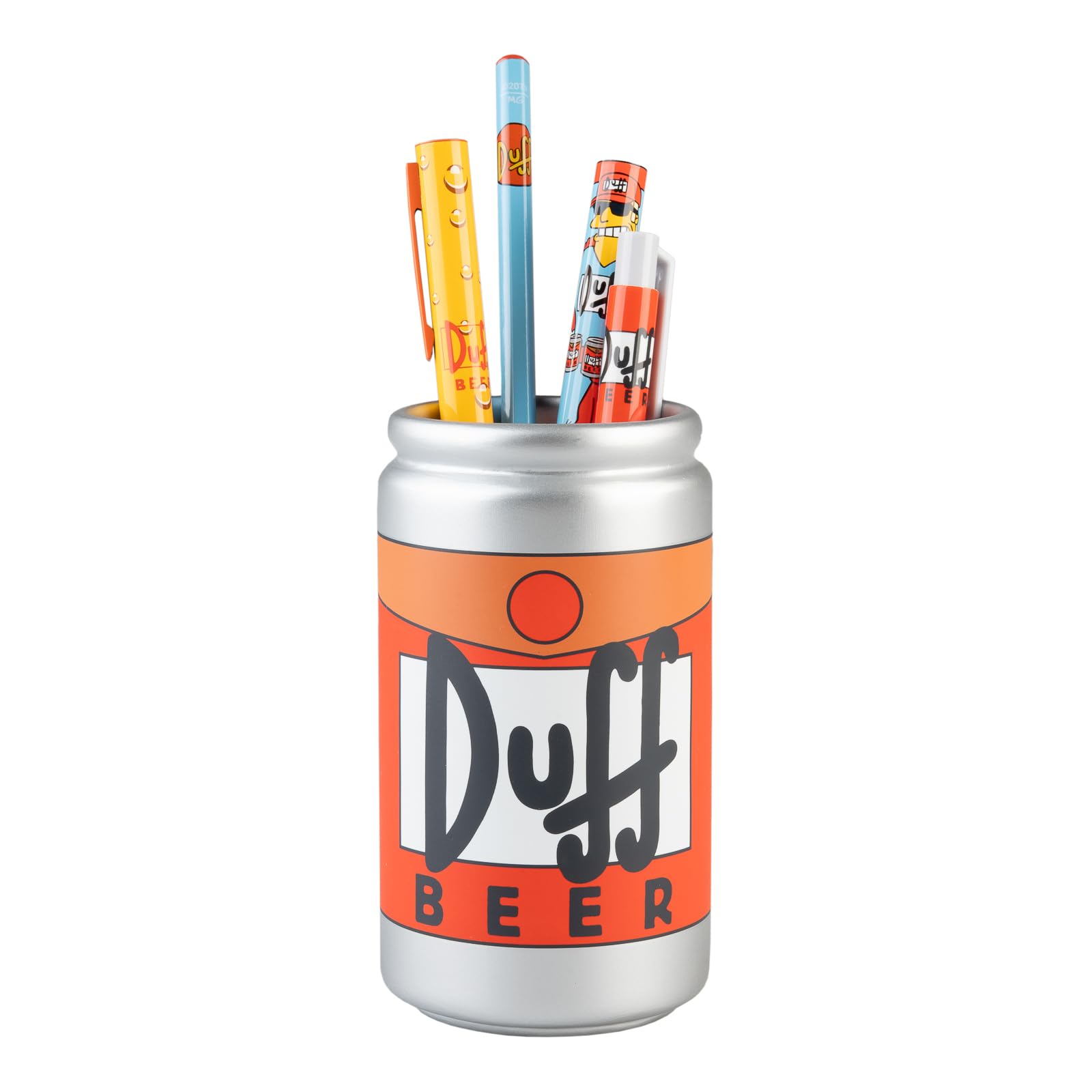 Grupo Erik Pen Holder for Desk & Stationery Set - The Simpsons Gifts | Desk Accessories - Pencil Holder, 2 Pens, Pencil, Eraser, Sharpener | Duff Beer Gifts for Men & for Women