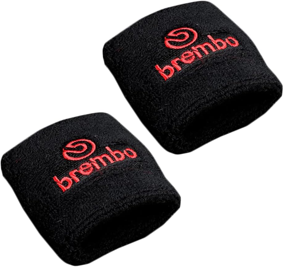 Q1-TECH, JDM Universal Brake Fluid Oil Reservoir Tank Cover Socks for Motorcycles, Sportbikes, Bikes, Compatible with Honda Mitsubishi Project MU Mugen JDM Brake Reservoir Cover 2PCS (BREB-BK)