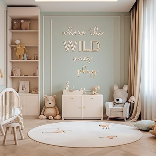 Miniatura 5 de Decoración de pared para sala de juegos, 24 pulgadas XL 3D Where The Wild Ones Play, letrero decorativo de pared de madera para niños pequeños,