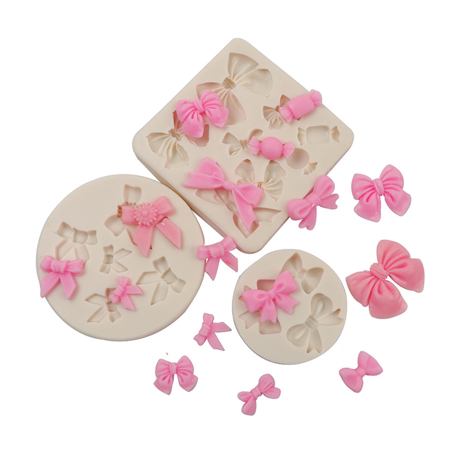 3-teiliges Silikon-Formen-Set Für Fondant & Schokolade – Mini-Schleifen, Perfekt Für Cupcake-Deko, Basteln & Backen