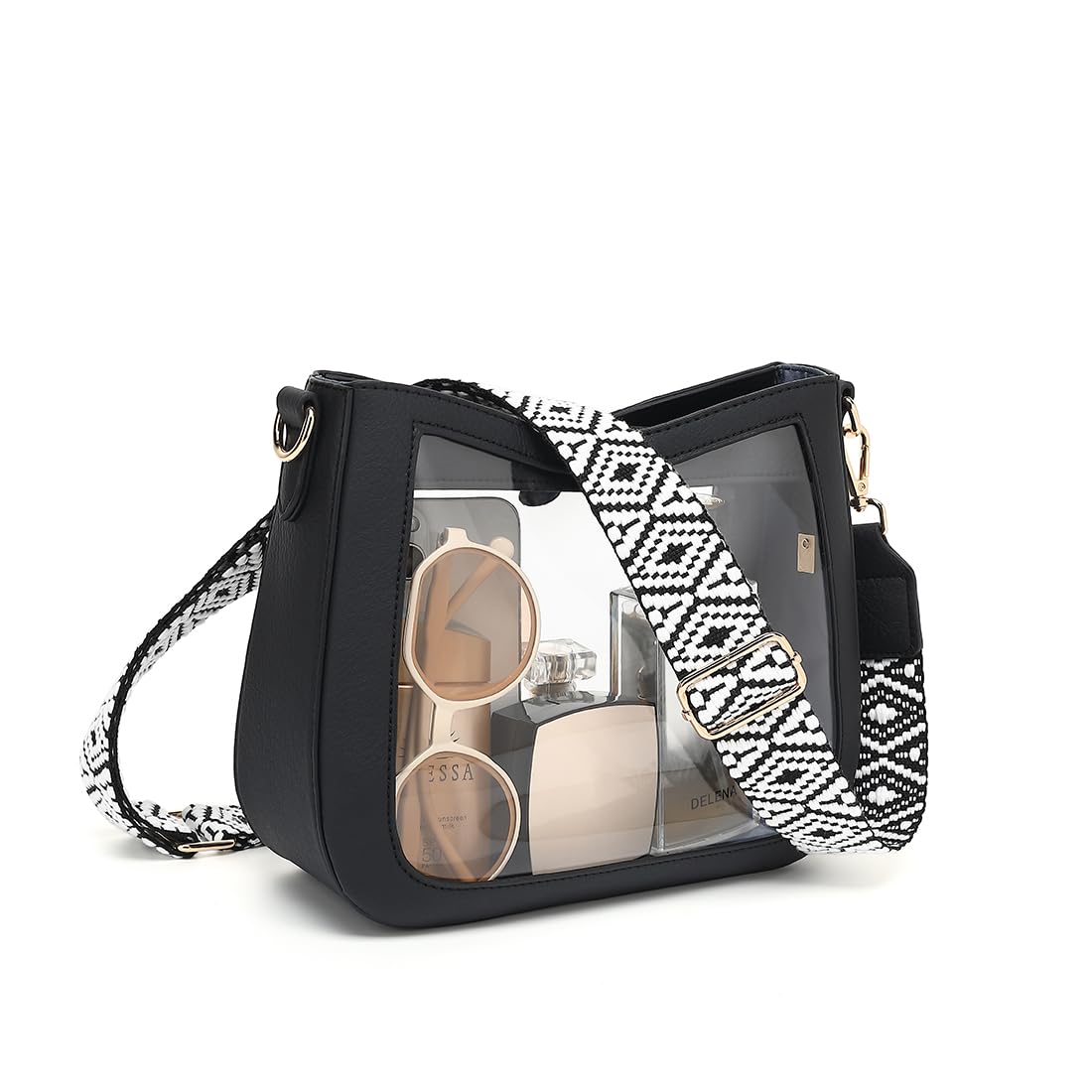 LOXOMU Clear Crossbody Bags Stadium Approved, Clear Purses with Guitar Strap Clear bag for Stadium Events, Concerts