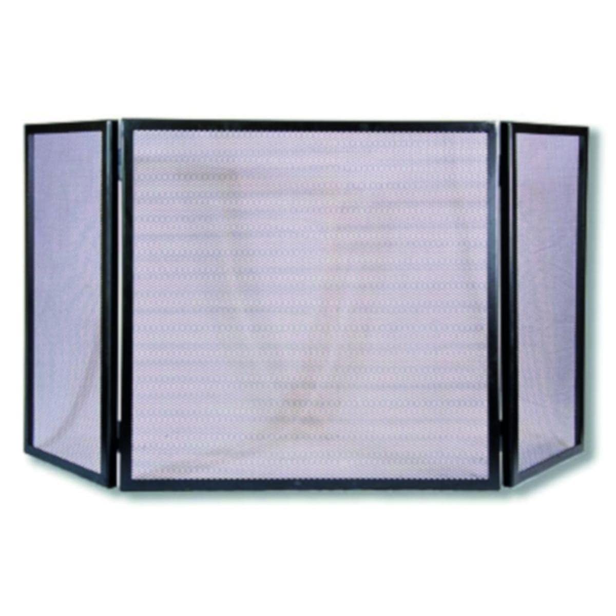 Rejilla de 3 paneles de protección para Chimenea, Mampara Cortafuegos, Salvachispas en Hierro Forjado Color Negro - Altura 64 x Longitud 66 x Anchura 32 cm