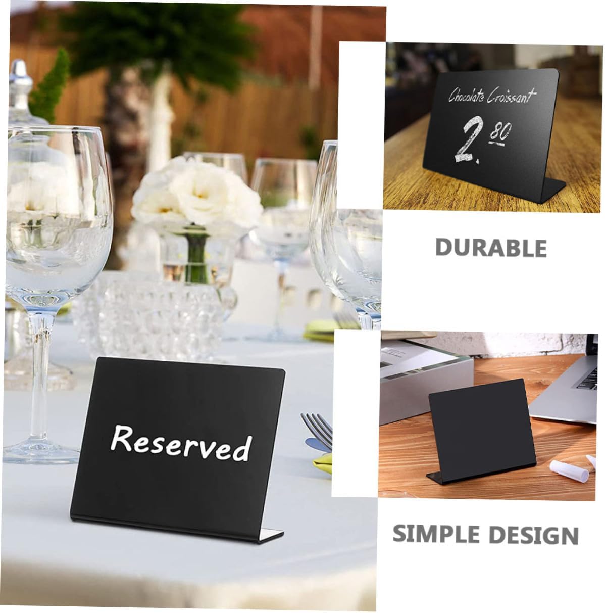 FOMIYES Black Mini Chalkboard Signs, Acrylic Small Blackboard with Marker, 12pcs Desktop Message Boards for Wedding Party, Home Décor, Office and Event Table Display