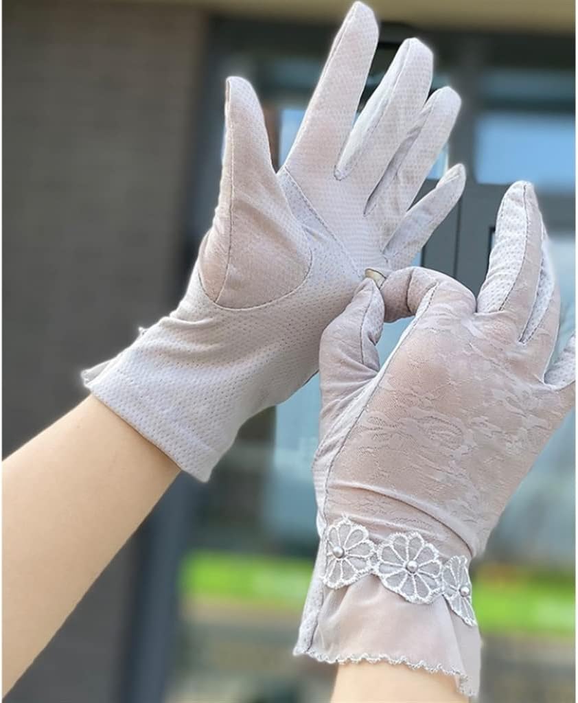 Gloves Women's Ice Silk Breathable Lace Thin Ladies Riding and Driving Touch Screen Finger