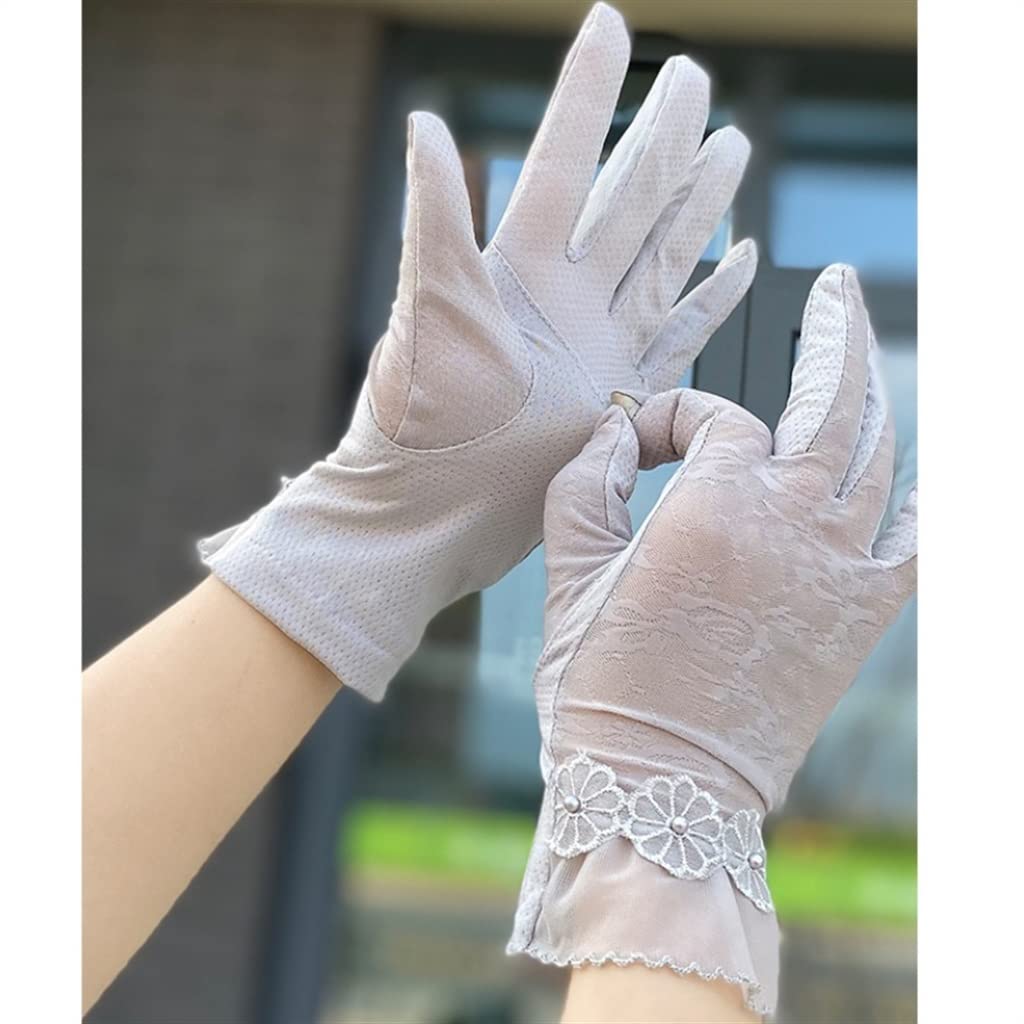 Gloves Women's Ice Silk Breathable Lace Thin Ladies Riding and Driving Touch Screen Finger