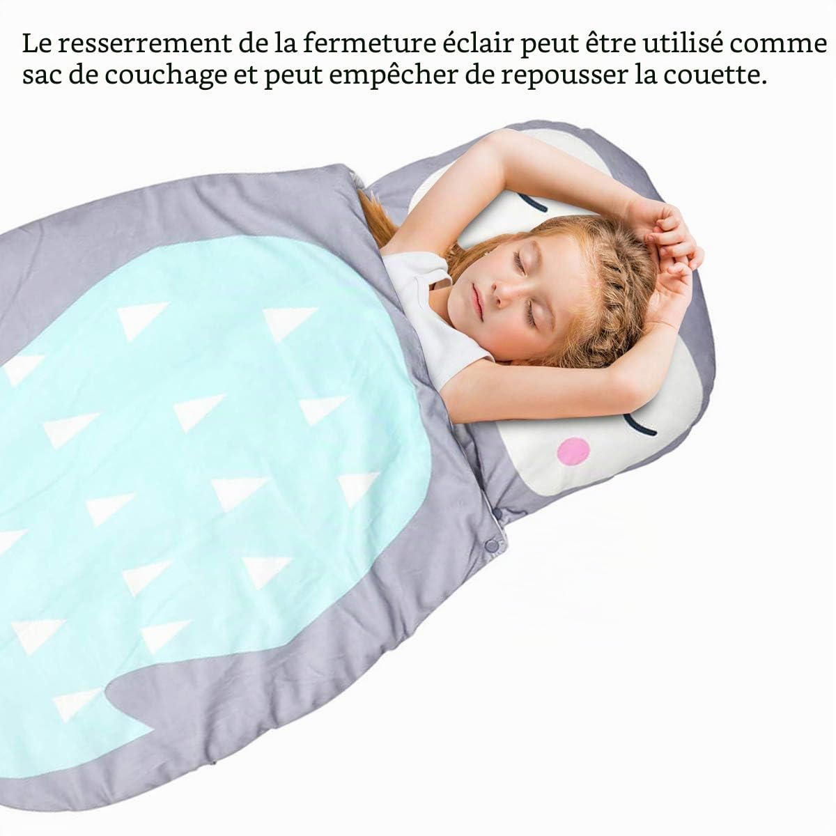 Sac de couchage 3 en 1 pour les tout-petits - Couverture et oreiller avec motif de caricature - Pour la maternelle, la maison, les voyages - Motif pingouin gris