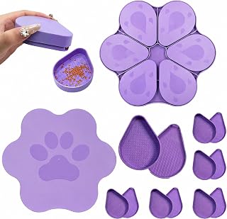 CXJINZE 12 Pcs Cat Paw Diamond Painting Bead Trays with Lid
