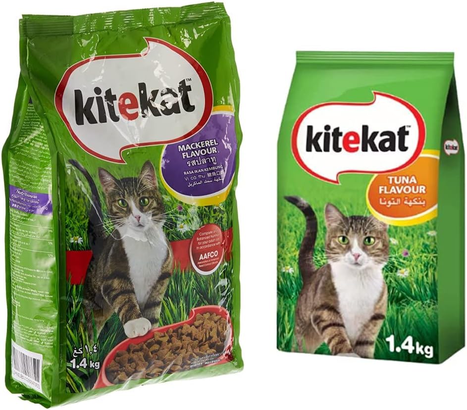 Kitekat Mackerel Dry Cat Food 1.4kg & Kitekat Tuna Dry Cat Food 1.4kg