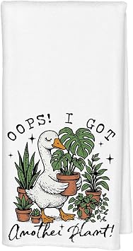 Funny Plant Goose Kitchen Dish Towels, Plant Lover Mom Lady Gifts, Gardener Gardening Gifts Decorative Hand Towels for Bathroom Kitchen Decor, 16x24 Inch