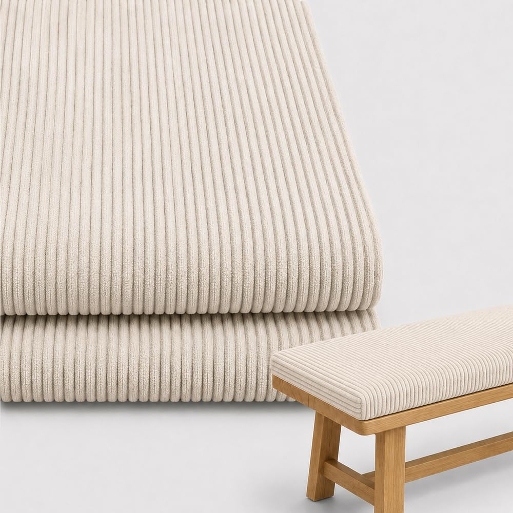 AEHO Bankauflage aus Cord, Sitzkissen Bank 5cm mit 50D Schaumstoff, Sitzpolster mit Anti-Rutsch Boden & 2 Bändern, Sitzauflage für Sitzbank,Khaki,180x55x5cm