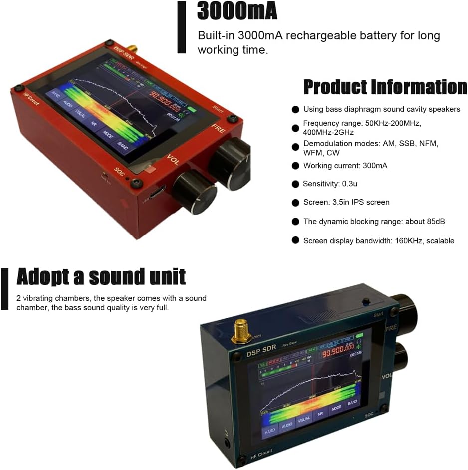 KKnoon ポータブルハンドヘルドラジオセット SDRラジオ受信機