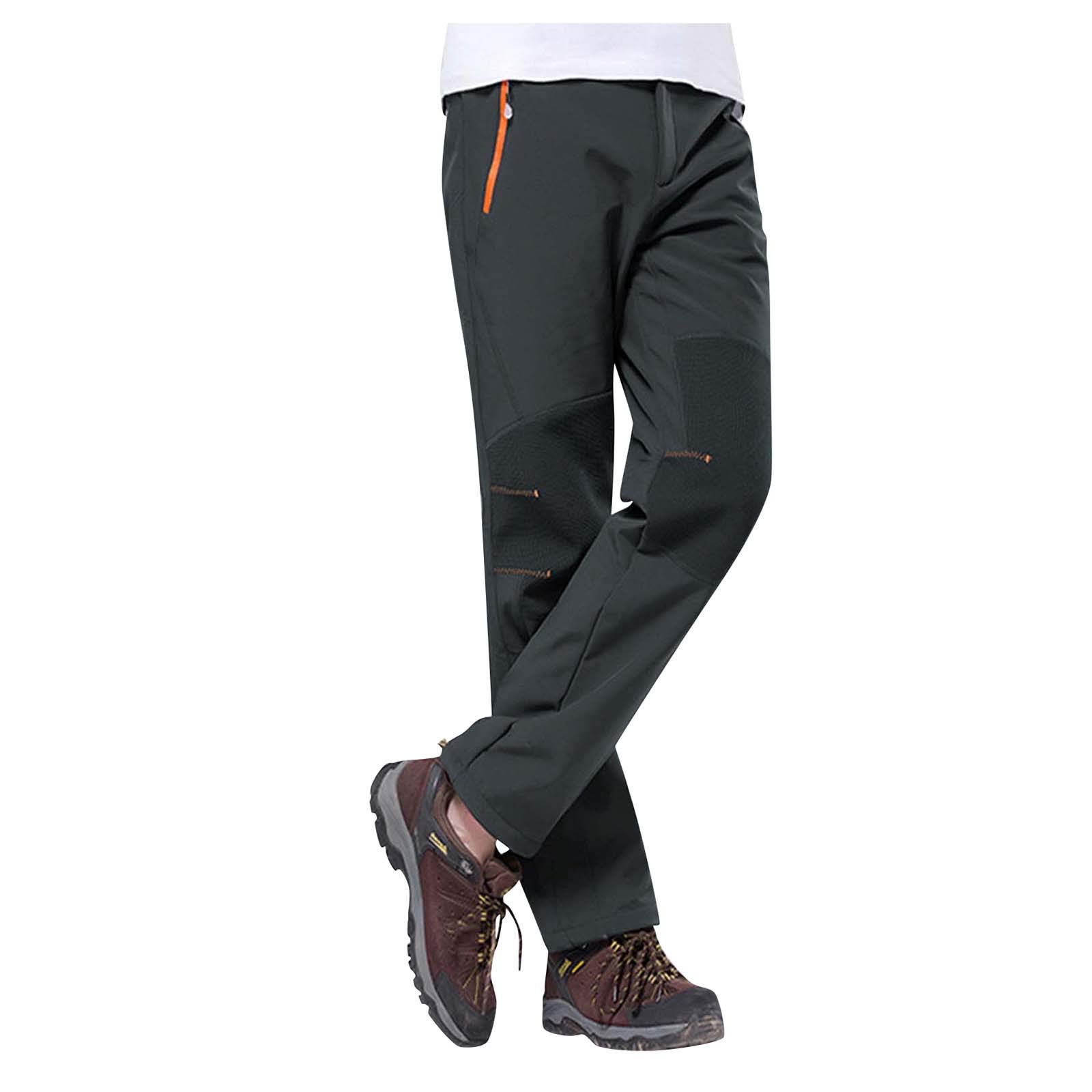 Wokee_ Men's Fleece Ski Pants Waterproof & Windproof Very Warm Outdoor Hiking Snow Insulated Pants