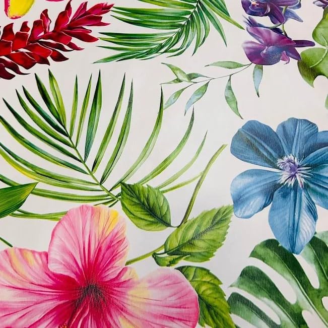LAS TELAS ... Mantel de Hule Plástico por Metros, PVC, Ramas y Flores, Ancho 1,40 Mtrs. 1 Mtr.
