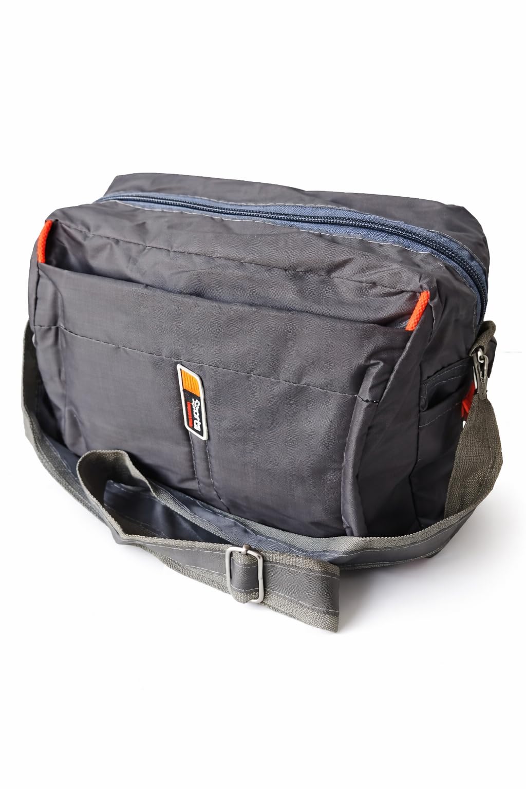 Spar Unisex Nylon Crossbody Sling Bag, Grey with Orange Accents, Lightweight Shoulder Messenger Bag for Travel, Office & Daily Use-image-36