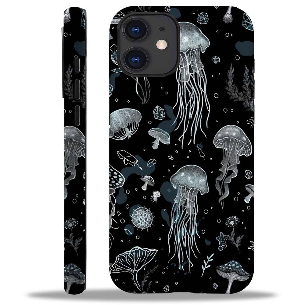 ZHEGAILIAN Case for iPhone 11,Ink Painting Jellyfish 2 in 1 Hard Shell + Silicone,Shockproof Bumper Drop Protective Compatible with iPhone 11 Case 6.1