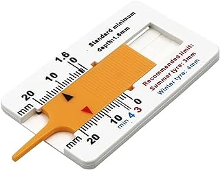 Medidor de profundidad de neumáticos de 0 a 20 mm, calibrador de profundidad de neumáticos, color amarillo, regla de profundidad