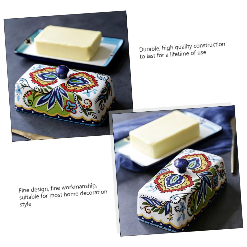 Beurrier Design Rectangulaire Étroit 250g en Céramique Couvercle