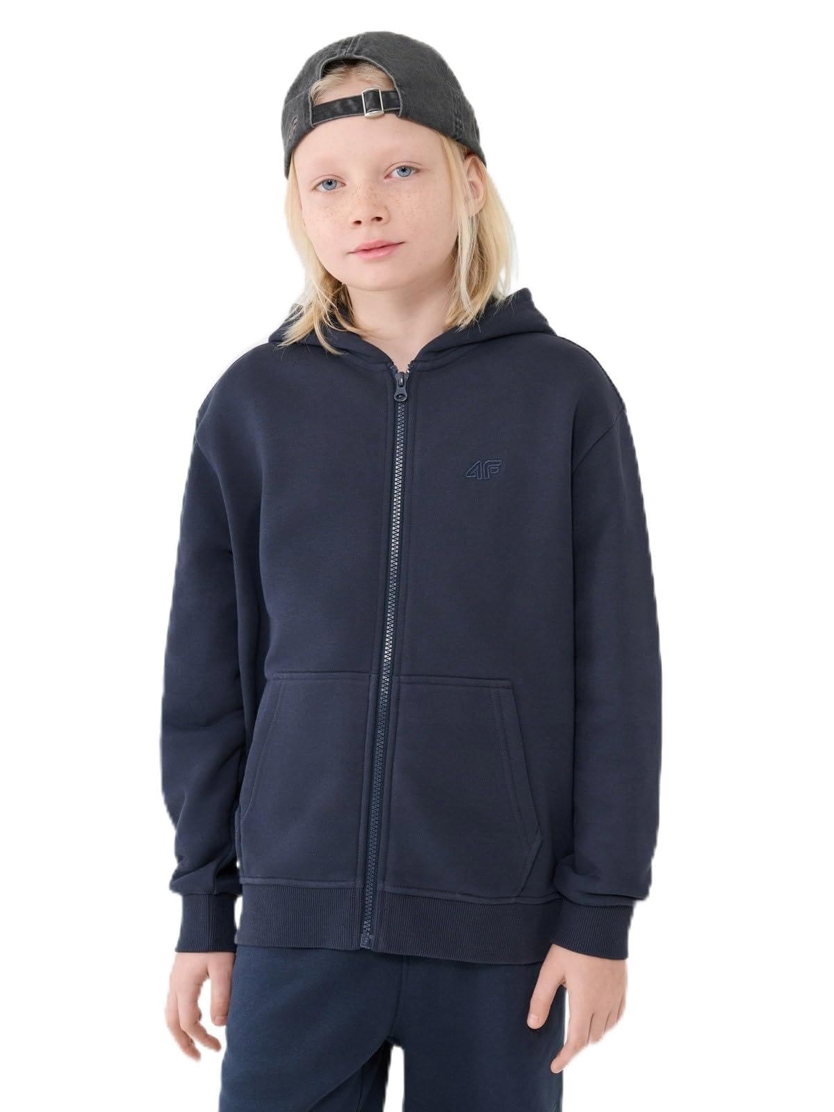 4F Bluza dresowa rozpinana z kapturem chłopięca