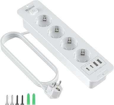 retractable socket 4 compartments built-in power strip with 2 usb built-in socket multiple socket table socket with 2 usb c tabletop recessed socket - 2 m cable white