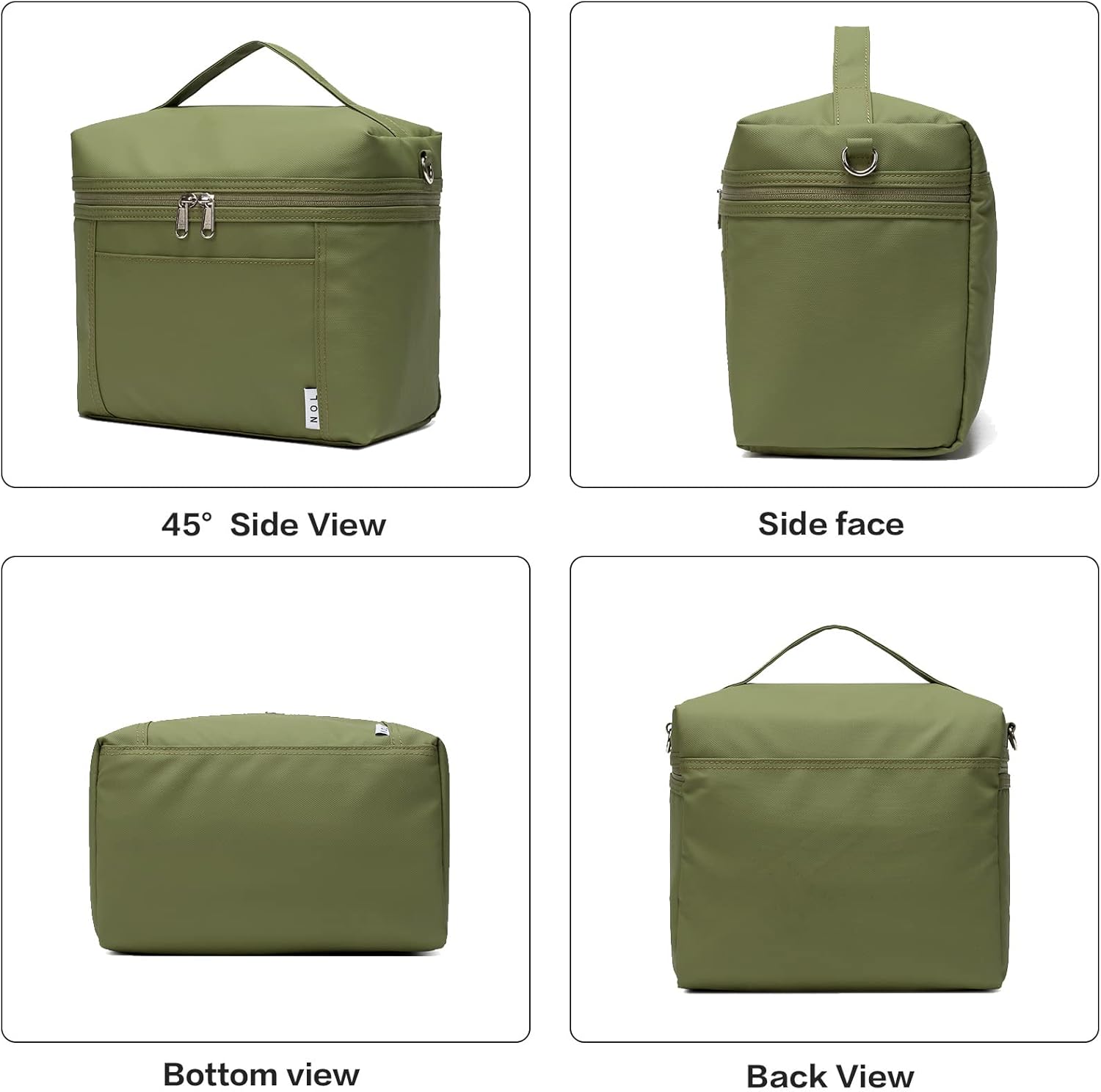 nol natural organic lifestyle insulated lunch bags for women cooler bag lightweight nylon waterproof lunch box for work amy green medium (8 liters)