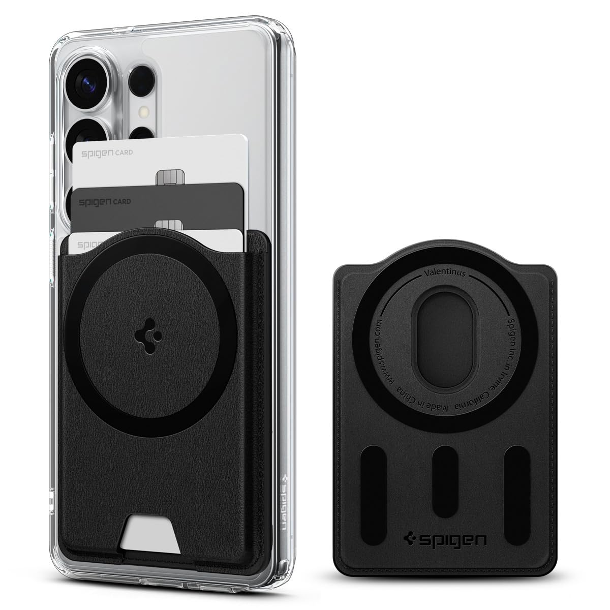 Spigen Valentinus MagFit+ Portafoglio Magnetico Compatibile con Samsung Galaxy S26 & S25 Serie, S25 Edge e Z Fold 7 - Nero