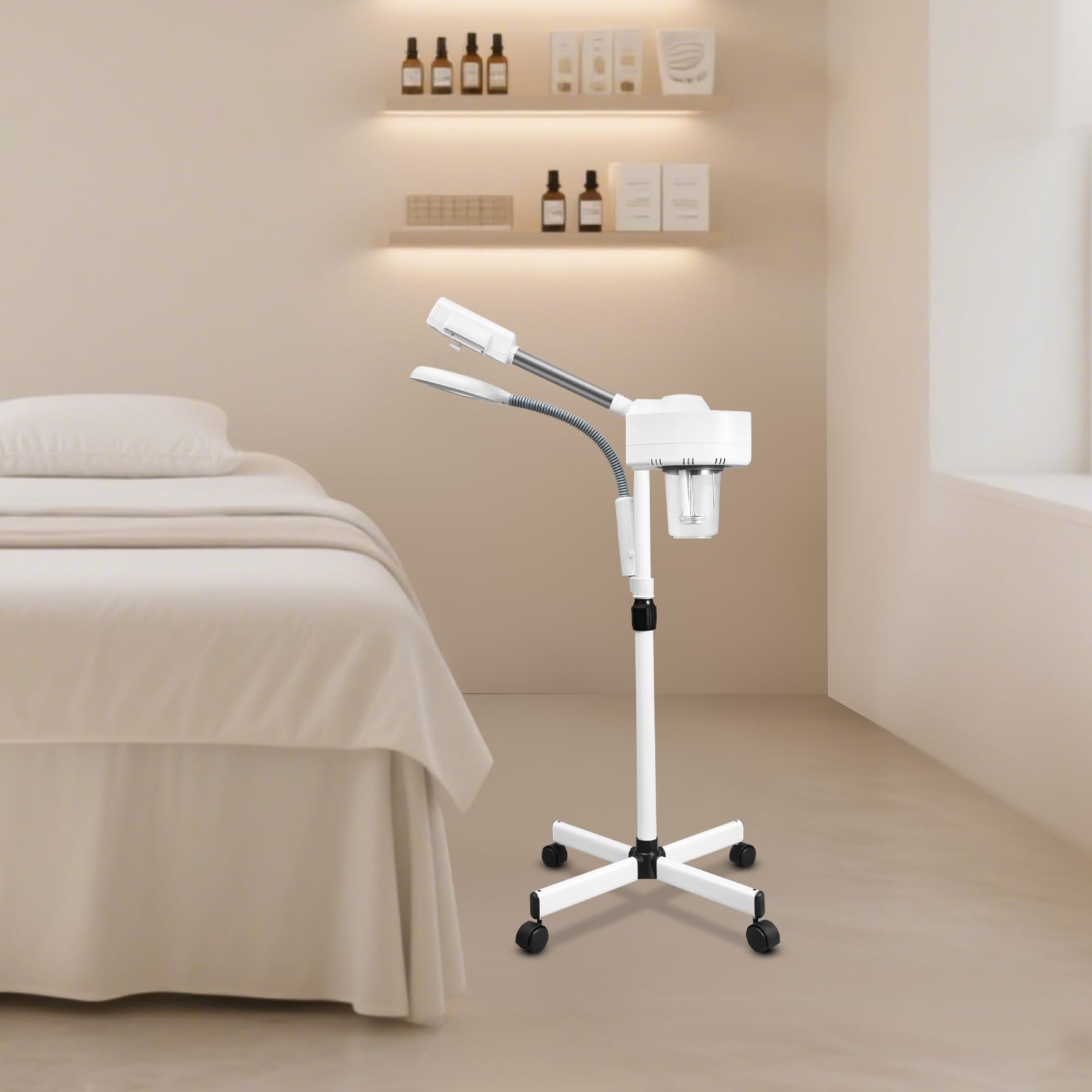 Evaporatore viso 2 in 1, per sauna facciale a 360 gradi, con 5 luci a LED, 800 W, strumento di bellezza idratante per famiglie, saloni di bellezza, spa