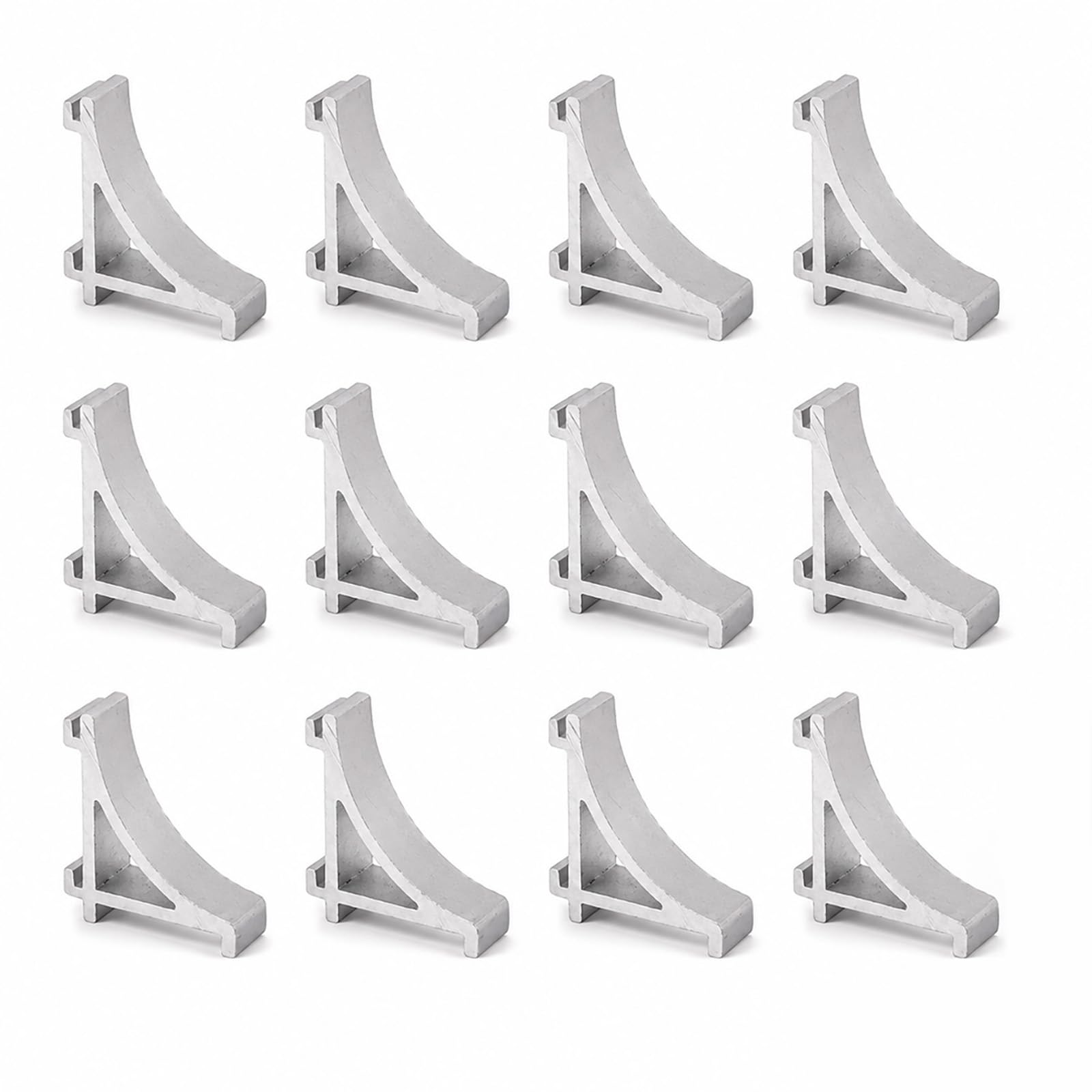 FYHJNC 12Pcs Refrigerator Shelf Clips, Silver Aluminium Alloy Fridge Shelf Support Clips, Replacement Freezer Cooler Shelf Brackets for Home Kitchen Fridge & Freezer