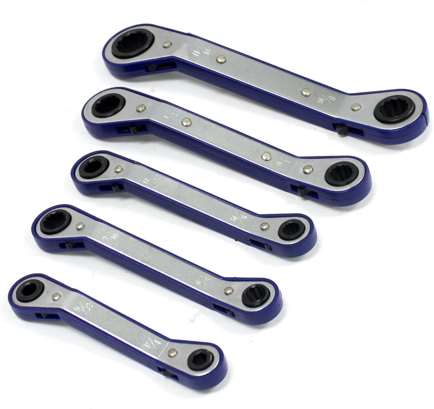 ARC-POWER 5 pc SAE Offset Ratcheting Box Closed End Wrench Set 6/12 Point 1/4" - 11/16"