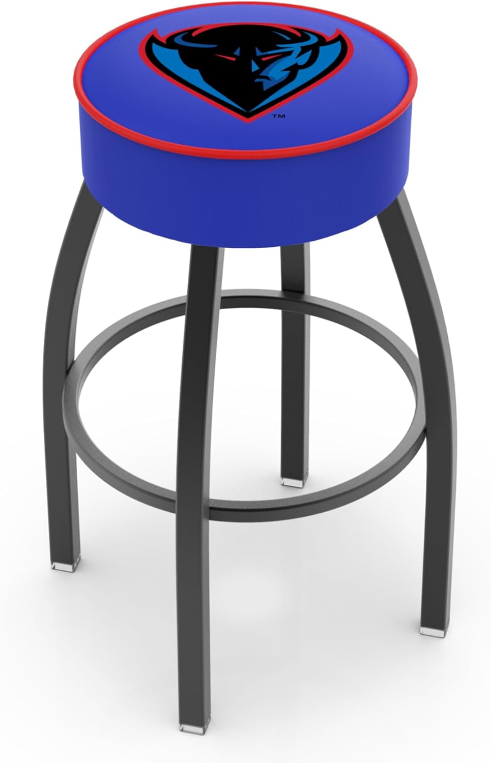 HBS L8B1-4" Boise State Cushion Seat with Black Wrinkle Base Swivel Bar Stool by The Holland Bar Stool Company