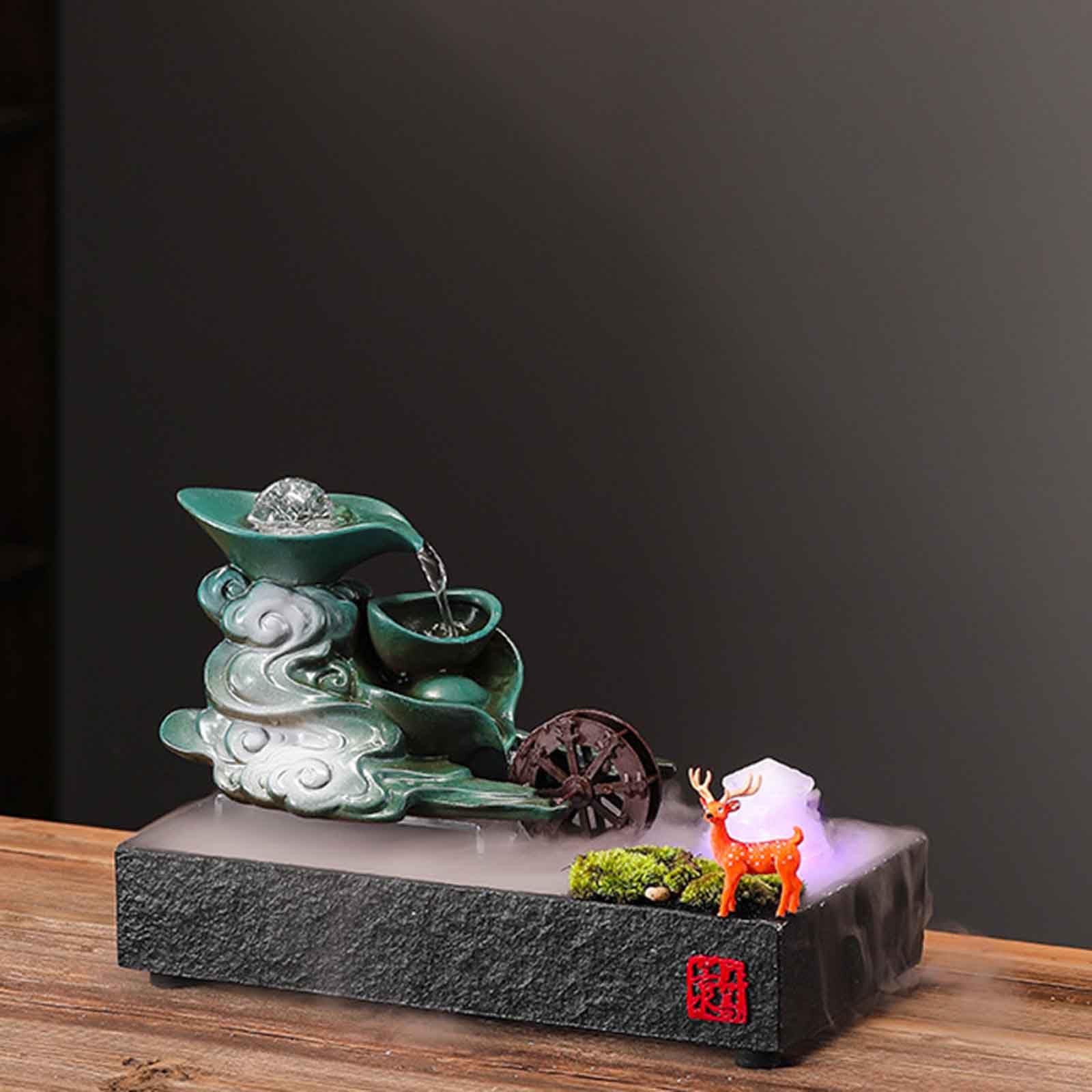 DFrywdgSEY tabletop fountain, Tabletop Fountains Ceramic Aquarium with Fish and Money Frog Sculpture for Living Room, Bedroom(D~Small With Atomizer)