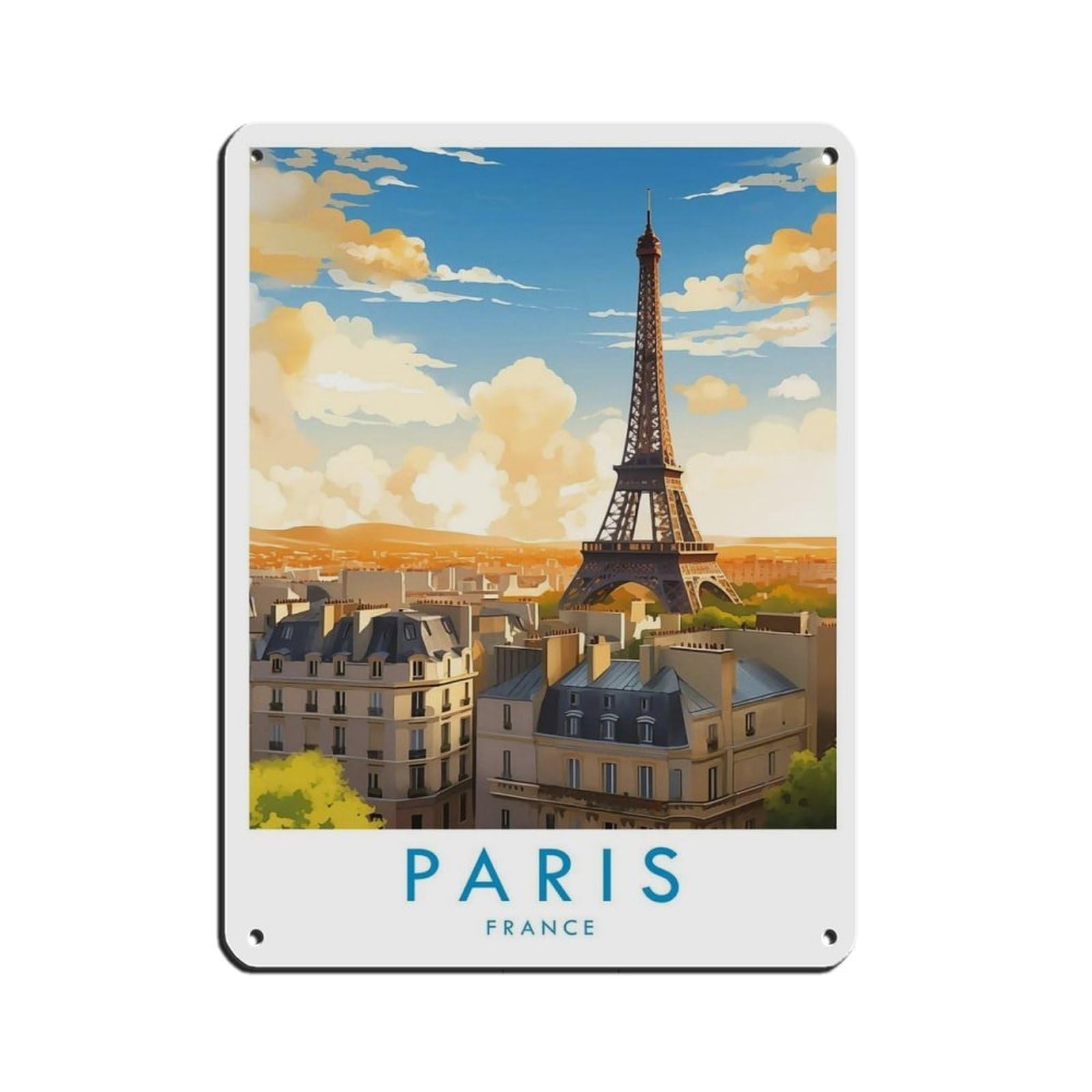Paris Travel Poster, France（38） Retro Poster Metal Tin Sign Chic Art Retro Iron Painting Bar People Cave Cafe Family Garage Poster Wall Decoration 12x16inch(30x40cm)