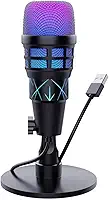Microfone USB para Jogos, Compatível com PC, Portátil, Plug And Play, Ideal para Iniciantes em Bate-papo Online E Streaming, com Padrão