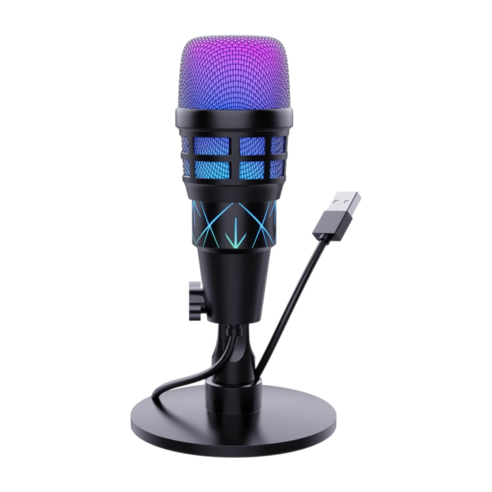 Microfono USB da Gioco per PC, Microfono a condensatore per Chat Online per Principianti, per Computer con riduzione del Rumore per Studio di, con Motivo