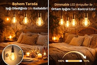 Osram Value 6,5W (60W) A60 Dim Rustik Led Ampul E27 Sarı Işık - Işığı Kısılabilir Filamentli Lamba