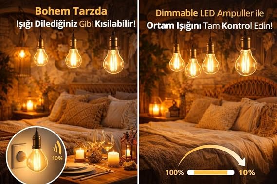 Osram Value 6,5W (60W) A60 Dim Rustik Led Ampul E27 Sarı Işık - Işığı Kısılabilir Filamentli Lamba
